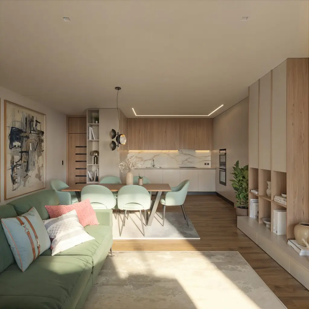 Sala e cozinha em open space